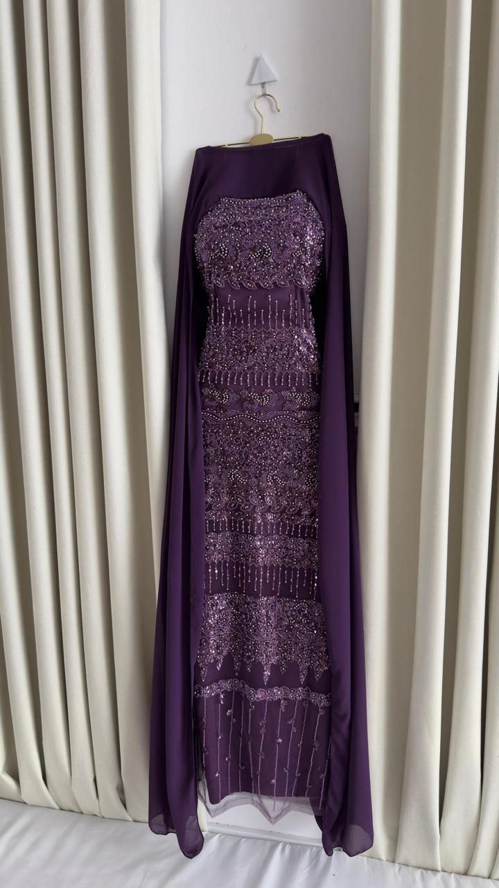 💜 فستان الإمبراطورة باللون البنفسجي الغامق 💜